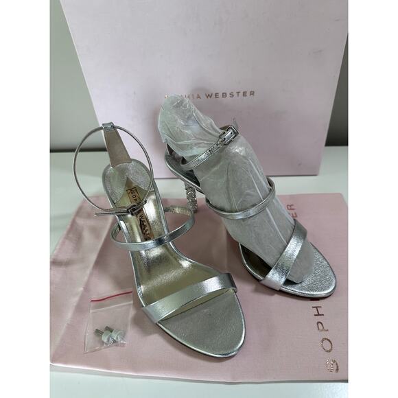 $650 Sophia Webster Women's Rosalind Crystal High Heel Sandals Silver Sz 6 NEW - Picture 9 of 9